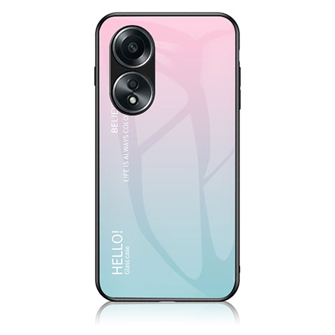 Silikon Schutzhülle Rahmen Tasche Hülle Spiegel Farbverlauf Regenbogen LS1 für Oppo A78 4G Cyan