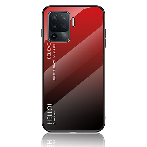 Silikon Schutzhülle Rahmen Tasche Hülle Spiegel Farbverlauf Regenbogen LS1 für Oppo A94 4G Rot