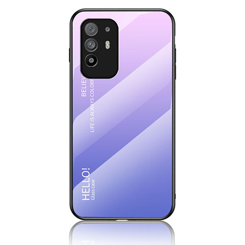 Silikon Schutzhülle Rahmen Tasche Hülle Spiegel Farbverlauf Regenbogen LS1 für Oppo F19 Pro+ Plus 5G Helles Lila