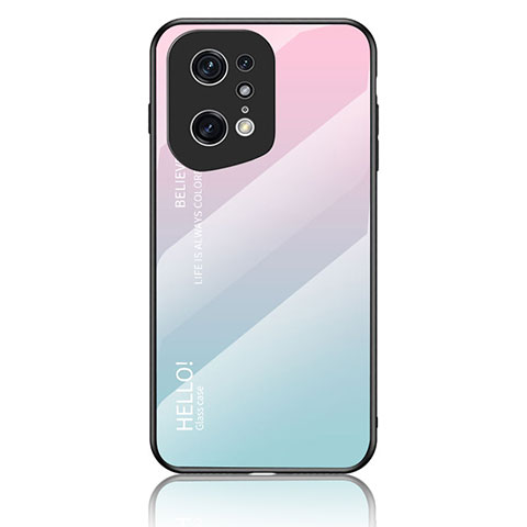 Silikon Schutzhülle Rahmen Tasche Hülle Spiegel Farbverlauf Regenbogen LS1 für Oppo Find X5 Pro 5G Cyan