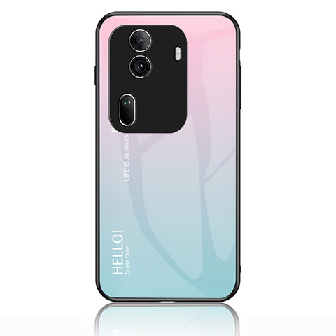 Silikon Schutzhülle Rahmen Tasche Hülle Spiegel Farbverlauf Regenbogen LS1 für Oppo Reno11 Pro 5G Cyan