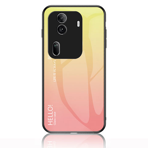 Silikon Schutzhülle Rahmen Tasche Hülle Spiegel Farbverlauf Regenbogen LS1 für Oppo Reno11 Pro 5G Gelb