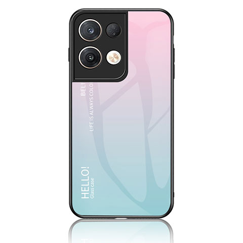 Silikon Schutzhülle Rahmen Tasche Hülle Spiegel Farbverlauf Regenbogen LS1 für Oppo Reno8 Pro 5G Cyan