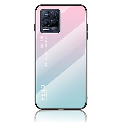 Silikon Schutzhülle Rahmen Tasche Hülle Spiegel Farbverlauf Regenbogen LS1 für Realme 8 4G Cyan