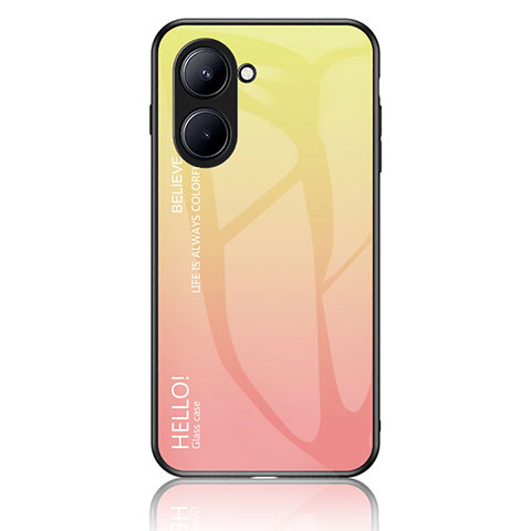 Silikon Schutzhülle Rahmen Tasche Hülle Spiegel Farbverlauf Regenbogen LS1 für Realme C33 (2023) Gelb