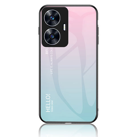 Silikon Schutzhülle Rahmen Tasche Hülle Spiegel Farbverlauf Regenbogen LS1 für Realme Narzo N55 Cyan