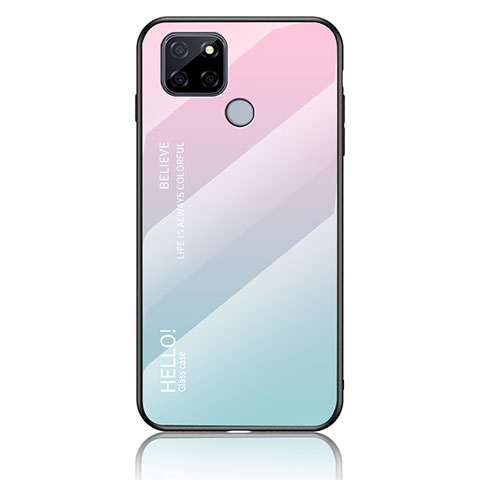 Silikon Schutzhülle Rahmen Tasche Hülle Spiegel Farbverlauf Regenbogen LS1 für Realme Q2i 5G Cyan