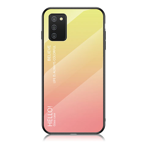 Silikon Schutzhülle Rahmen Tasche Hülle Spiegel Farbverlauf Regenbogen LS1 für Samsung Galaxy A02s Gelb