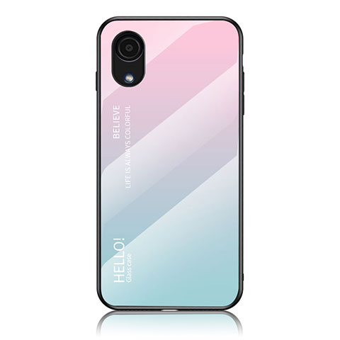 Silikon Schutzhülle Rahmen Tasche Hülle Spiegel Farbverlauf Regenbogen LS1 für Samsung Galaxy A03 Core Cyan