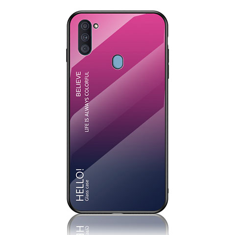 Silikon Schutzhülle Rahmen Tasche Hülle Spiegel Farbverlauf Regenbogen LS1 für Samsung Galaxy A11 Pink