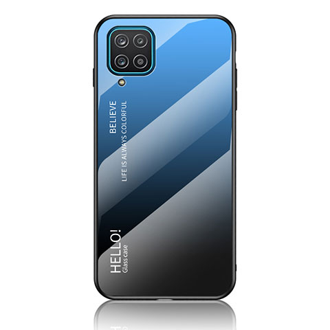 Silikon Schutzhülle Rahmen Tasche Hülle Spiegel Farbverlauf Regenbogen LS1 für Samsung Galaxy A12 5G Blau