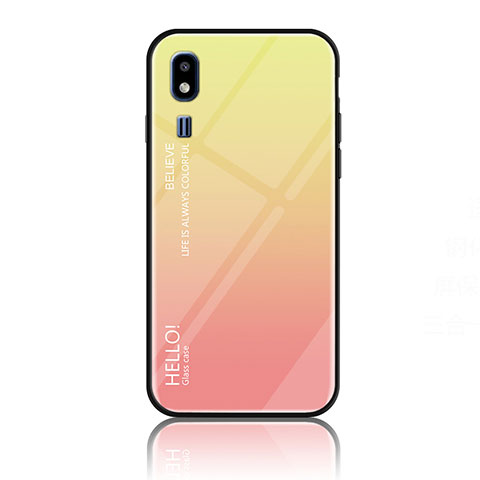 Silikon Schutzhülle Rahmen Tasche Hülle Spiegel Farbverlauf Regenbogen LS1 für Samsung Galaxy A2 Core A260F A260G Gelb