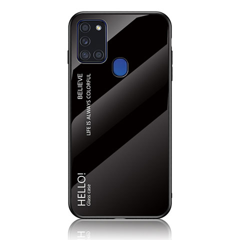 Silikon Schutzhülle Rahmen Tasche Hülle Spiegel Farbverlauf Regenbogen LS1 für Samsung Galaxy A21s Schwarz