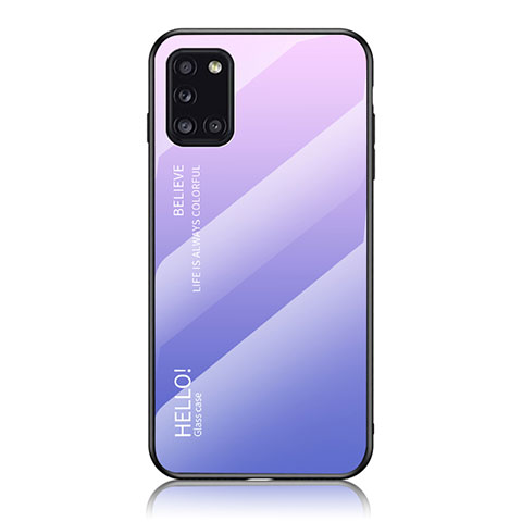 Silikon Schutzhülle Rahmen Tasche Hülle Spiegel Farbverlauf Regenbogen LS1 für Samsung Galaxy A31 Helles Lila