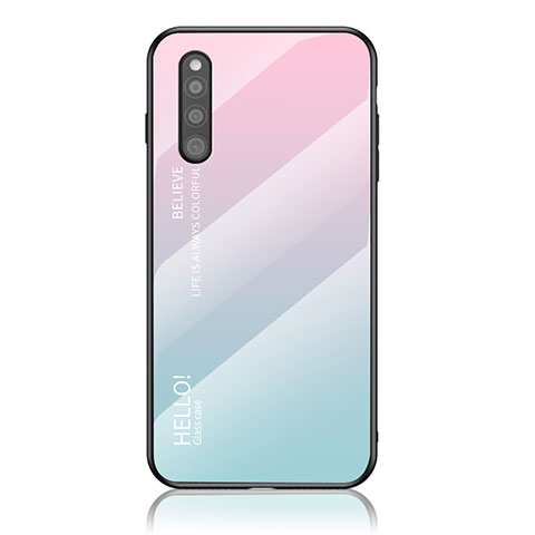 Silikon Schutzhülle Rahmen Tasche Hülle Spiegel Farbverlauf Regenbogen LS1 für Samsung Galaxy A41 SC-41A Cyan