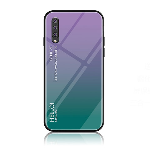 Silikon Schutzhülle Rahmen Tasche Hülle Spiegel Farbverlauf Regenbogen LS1 für Samsung Galaxy A70 Plusfarbig