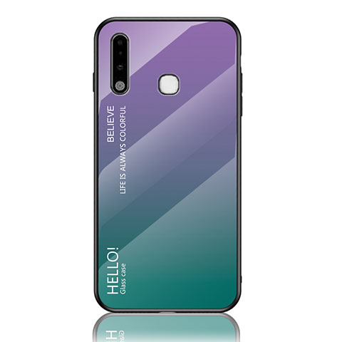 Silikon Schutzhülle Rahmen Tasche Hülle Spiegel Farbverlauf Regenbogen LS1 für Samsung Galaxy A70E Plusfarbig