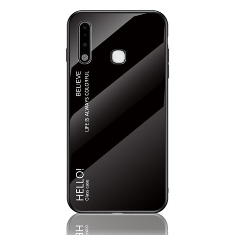 Silikon Schutzhülle Rahmen Tasche Hülle Spiegel Farbverlauf Regenbogen LS1 für Samsung Galaxy A70E Schwarz