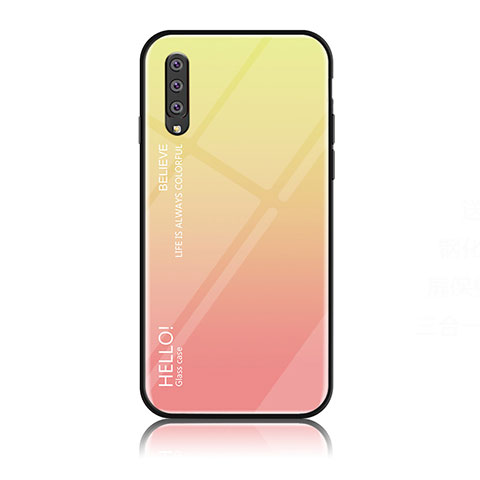 Silikon Schutzhülle Rahmen Tasche Hülle Spiegel Farbverlauf Regenbogen LS1 für Samsung Galaxy A70S Gelb