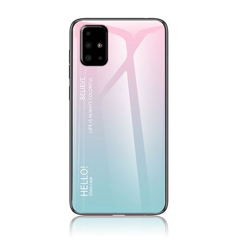 Silikon Schutzhülle Rahmen Tasche Hülle Spiegel Farbverlauf Regenbogen LS1 für Samsung Galaxy A71 4G A715 Cyan