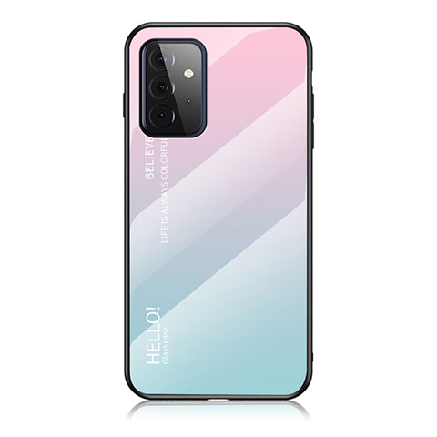 Silikon Schutzhülle Rahmen Tasche Hülle Spiegel Farbverlauf Regenbogen LS1 für Samsung Galaxy A72 4G Cyan