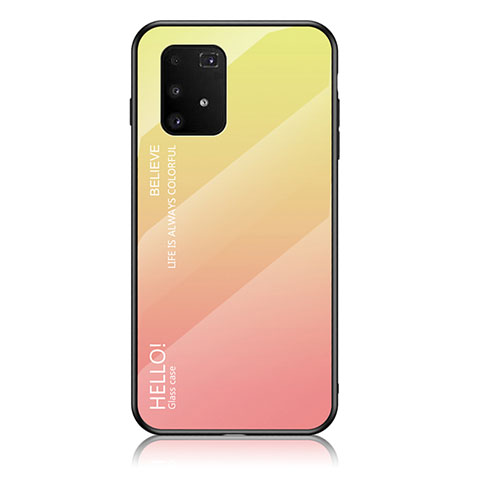 Silikon Schutzhülle Rahmen Tasche Hülle Spiegel Farbverlauf Regenbogen LS1 für Samsung Galaxy A91 Gelb