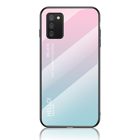 Silikon Schutzhülle Rahmen Tasche Hülle Spiegel Farbverlauf Regenbogen LS1 für Samsung Galaxy F02S SM-E025F Cyan