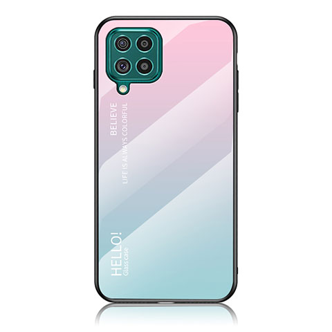 Silikon Schutzhülle Rahmen Tasche Hülle Spiegel Farbverlauf Regenbogen LS1 für Samsung Galaxy F62 5G Cyan