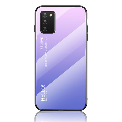 Silikon Schutzhülle Rahmen Tasche Hülle Spiegel Farbverlauf Regenbogen LS1 für Samsung Galaxy M02s Helles Lila
