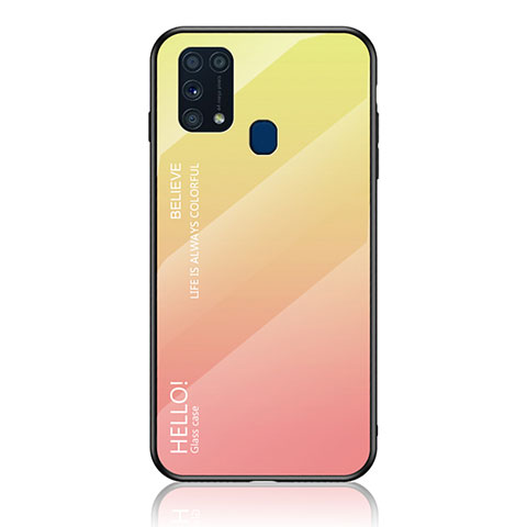 Silikon Schutzhülle Rahmen Tasche Hülle Spiegel Farbverlauf Regenbogen LS1 für Samsung Galaxy M21s Gelb