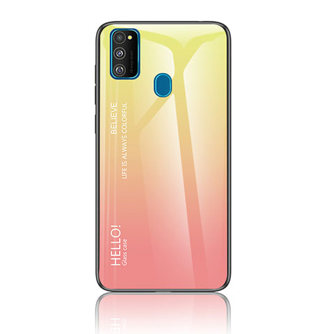 Silikon Schutzhülle Rahmen Tasche Hülle Spiegel Farbverlauf Regenbogen LS1 für Samsung Galaxy M30s Gelb