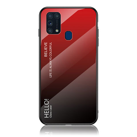 Silikon Schutzhülle Rahmen Tasche Hülle Spiegel Farbverlauf Regenbogen LS1 für Samsung Galaxy M31 Prime Edition Rot