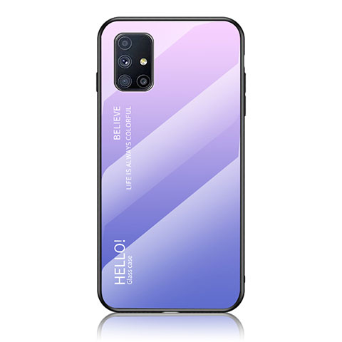 Silikon Schutzhülle Rahmen Tasche Hülle Spiegel Farbverlauf Regenbogen LS1 für Samsung Galaxy M31s Helles Lila