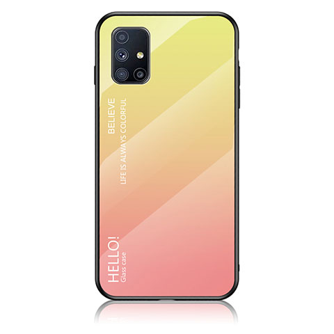 Silikon Schutzhülle Rahmen Tasche Hülle Spiegel Farbverlauf Regenbogen LS1 für Samsung Galaxy M51 Gelb