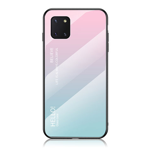 Silikon Schutzhülle Rahmen Tasche Hülle Spiegel Farbverlauf Regenbogen LS1 für Samsung Galaxy M60s Cyan