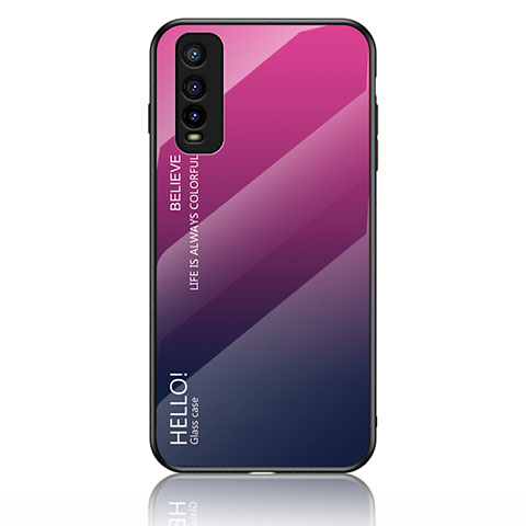 Silikon Schutzhülle Rahmen Tasche Hülle Spiegel Farbverlauf Regenbogen LS1 für Vivo iQOO U1 Pink