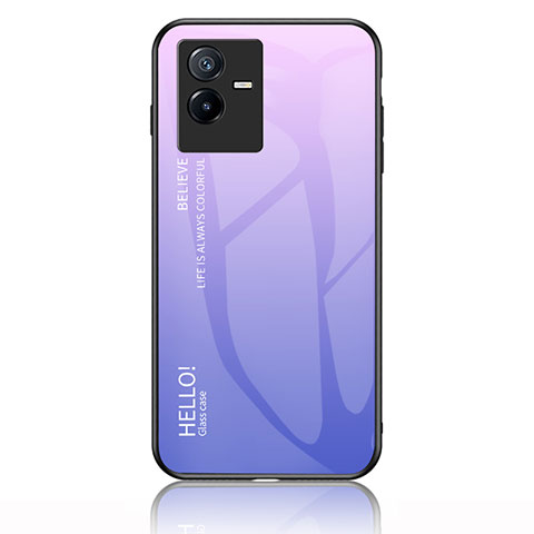 Silikon Schutzhülle Rahmen Tasche Hülle Spiegel Farbverlauf Regenbogen LS1 für Vivo iQOO Z6x Helles Lila
