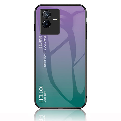 Silikon Schutzhülle Rahmen Tasche Hülle Spiegel Farbverlauf Regenbogen LS1 für Vivo iQOO Z6x Plusfarbig