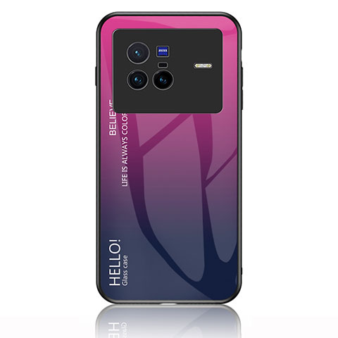 Silikon Schutzhülle Rahmen Tasche Hülle Spiegel Farbverlauf Regenbogen LS1 für Vivo X80 5G Pink
