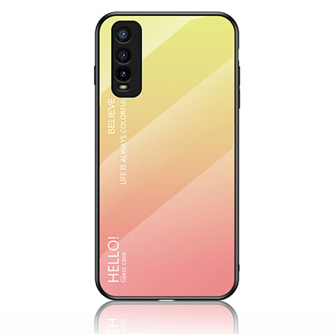 Silikon Schutzhülle Rahmen Tasche Hülle Spiegel Farbverlauf Regenbogen LS1 für Vivo Y50t Gelb