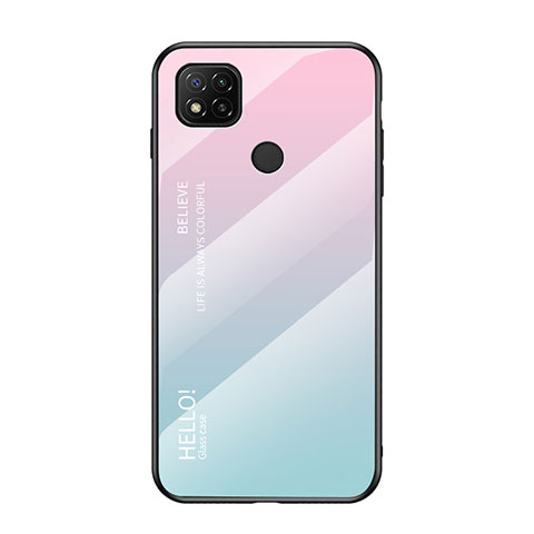 Silikon Schutzhülle Rahmen Tasche Hülle Spiegel Farbverlauf Regenbogen LS1 für Xiaomi POCO C3 Cyan