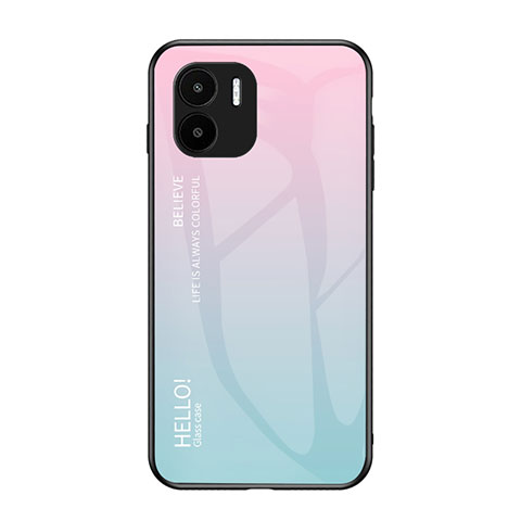 Silikon Schutzhülle Rahmen Tasche Hülle Spiegel Farbverlauf Regenbogen LS1 für Xiaomi Poco C50 Cyan