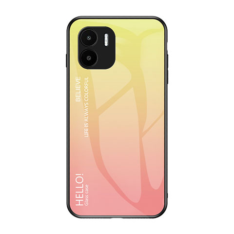 Silikon Schutzhülle Rahmen Tasche Hülle Spiegel Farbverlauf Regenbogen LS1 für Xiaomi Poco C50 Gelb