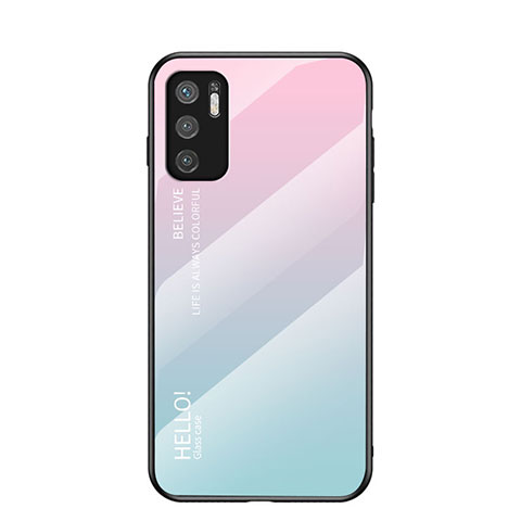 Silikon Schutzhülle Rahmen Tasche Hülle Spiegel Farbverlauf Regenbogen LS1 für Xiaomi POCO M3 Pro 5G Cyan