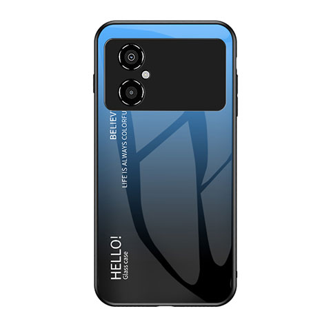 Silikon Schutzhülle Rahmen Tasche Hülle Spiegel Farbverlauf Regenbogen LS1 für Xiaomi Poco M4 5G Blau