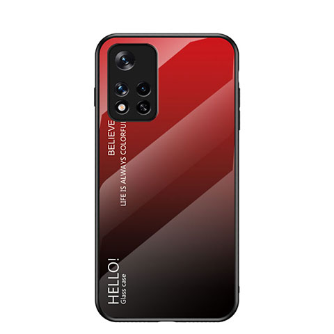 Silikon Schutzhülle Rahmen Tasche Hülle Spiegel Farbverlauf Regenbogen LS1 für Xiaomi Poco M4 Pro 5G Rot