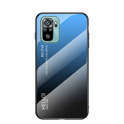 Silikon Schutzhülle Rahmen Tasche Hülle Spiegel Farbverlauf Regenbogen LS1 für Xiaomi Poco M5S Blau