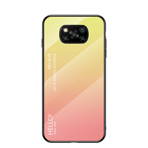Silikon Schutzhülle Rahmen Tasche Hülle Spiegel Farbverlauf Regenbogen LS1 für Xiaomi Poco X3 Pro Gelb