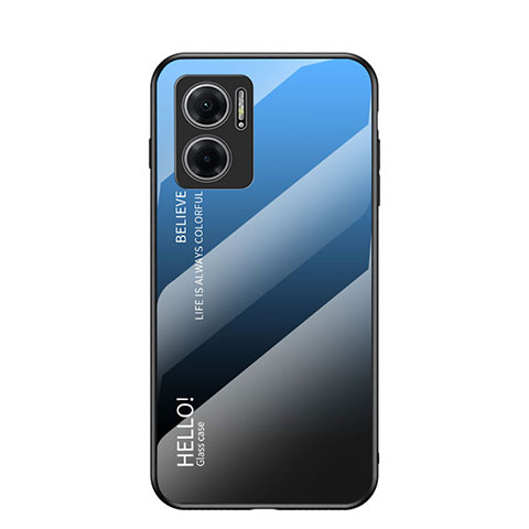 Silikon Schutzhülle Rahmen Tasche Hülle Spiegel Farbverlauf Regenbogen LS1 für Xiaomi Redmi 10 5G Blau
