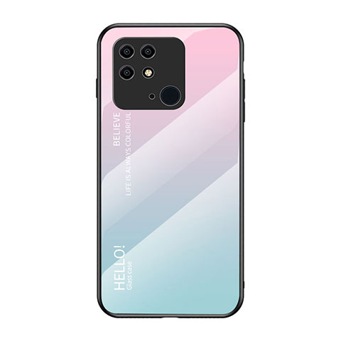 Silikon Schutzhülle Rahmen Tasche Hülle Spiegel Farbverlauf Regenbogen LS1 für Xiaomi Redmi 10C 4G Cyan